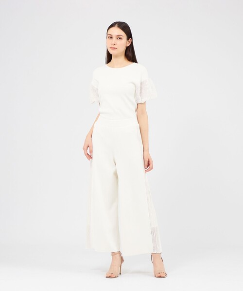 tシャツ 「La maglia estate」 メッシュパフスリーブ ニットプルオーバー レディースの画像