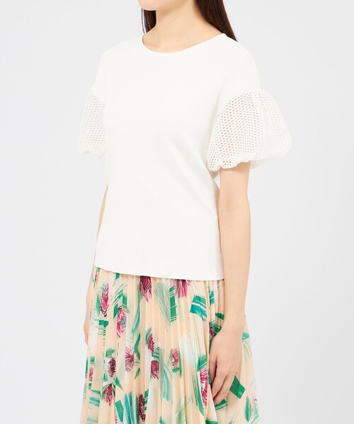 tシャツ 「La maglia estate」 メッシュパフスリーブ ニットプルオーバー レディースの画像
