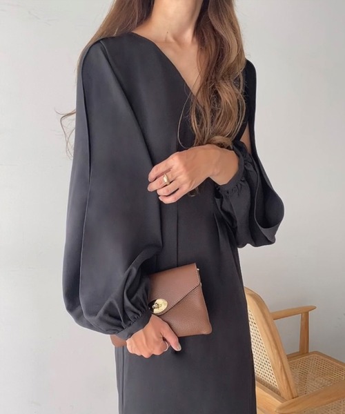 「FILLOU」 長袖ワンピース MEDIUM チャコール レディース_画像2