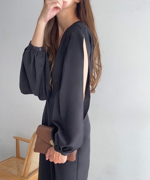 「FILLOU」 長袖ワンピース MEDIUM チャコール レディース_画像3