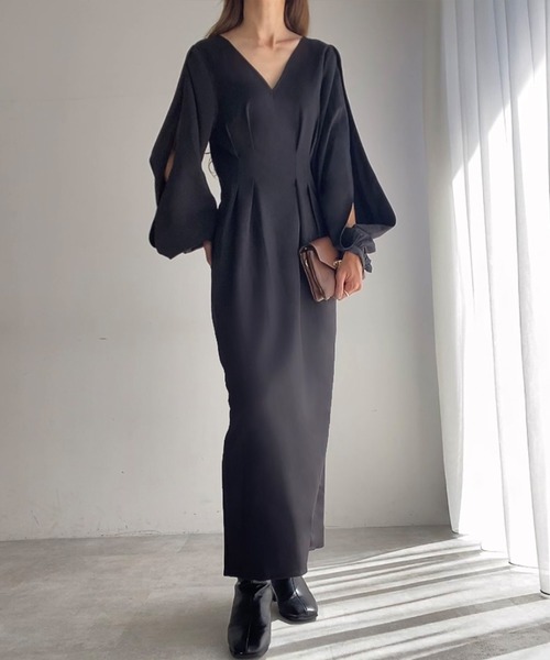 「FILLOU」 長袖ワンピース MEDIUM チャコール レディース_画像4