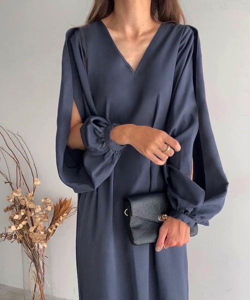 「FILLOU」 長袖ワンピース MEDIUM チャコール レディース_画像8