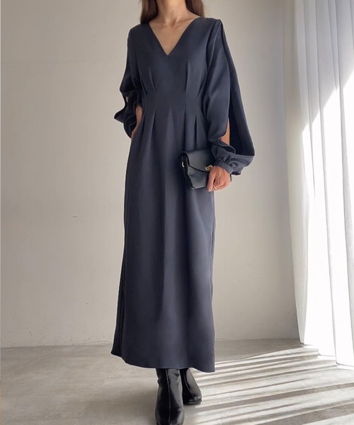 「FILLOU」 長袖ワンピース MEDIUM チャコール レディース_画像9
