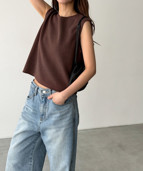 「CANAL JEAN」 ノースリーブトップス ONE SIZE ブラック レディース_画像7