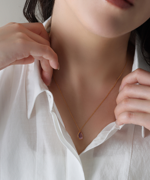 ネックレス 「WEB限定」「SAMH by LILAS」ピンクアメジストネックレス SVK18GP レディースの画像