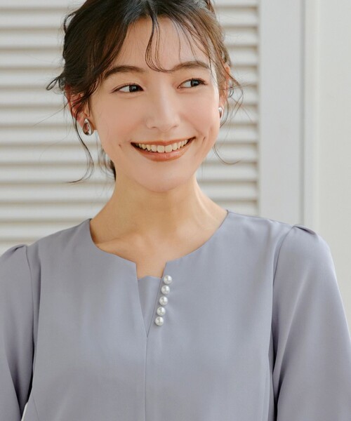 「Tiaclasse」 7分袖ワンピース L サックスブルー レディース_画像5