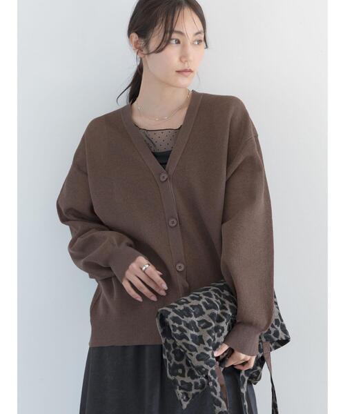  girl♡リネンミックス ロングカーディガン Te chichi（テチチ） カーディガン リネン混ダブルジャガードVネック