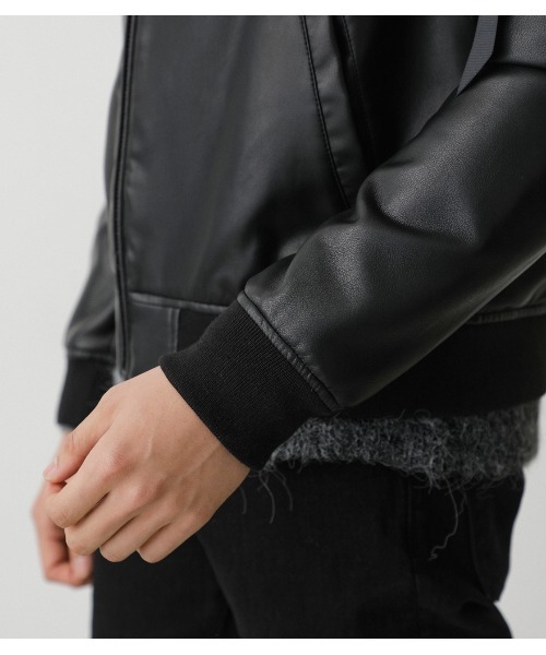 セール アウター FAUX LEATHER MA-1/フェイクレザーMA-1 ZOZOTOWN 【送料無料/即納】 felim FAKE MA-1 LEATHER ライダースジャケット