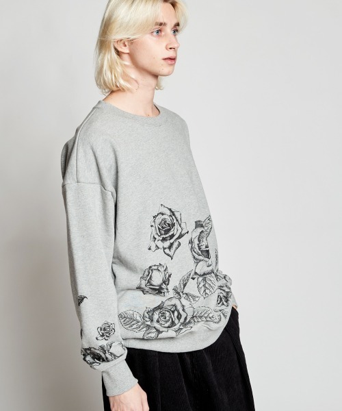 トレーナー スウェット rehacer : Big Rose Crew HW Wide CS / ビッグローズ クルーネック スウェットカットソー