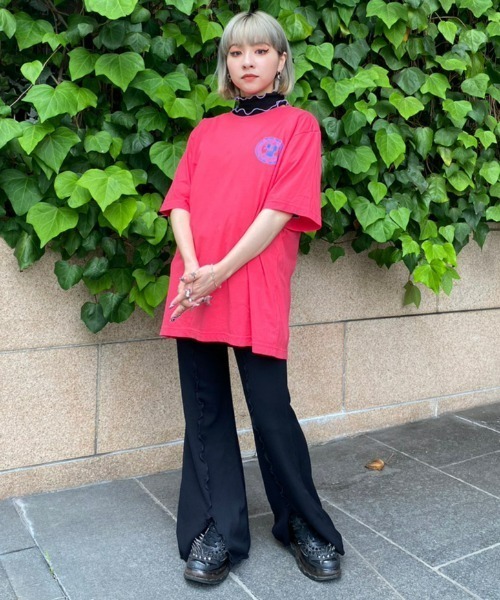 Candy Stripper チャイナトップス　半袖ワッフルTシャツ　ぺぺ　中華 Candy Stripper チャイナトップス 半袖ワッフルTシャツ ぺぺ