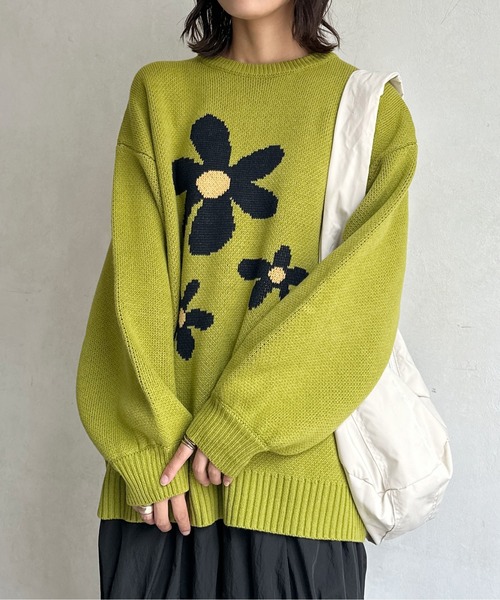 CPCM（シーピーシーエム） ニット セーター お花ジャガードBIGニット