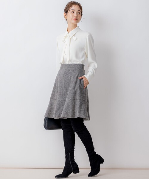 組曲（KUMIKYOKU） スカート ネコアシツイードセミフレア スカート