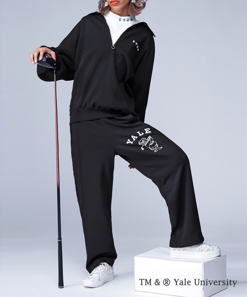 antiqua YALE ロゴプリントパンツ GOLF ゴルフ ロゴパンツ 別注 YALE ANTIQUA GOLF ロゴパンツ レディース 送料無料