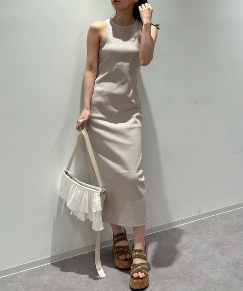 新品JILL STUART ノースリーブロングワンピース ベージュ JILL by STUART ワンピース 「JILL BASIC」リブワンピース