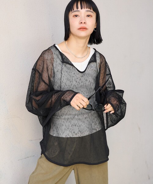トップス Nnnxme FREAK'S STORE（フリークスストア） ラメメッシュ 2WAYトップス