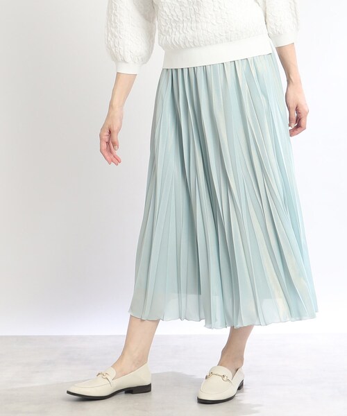 スカート 「春SALE/洗える」シャイニーカラープリーツスカート  