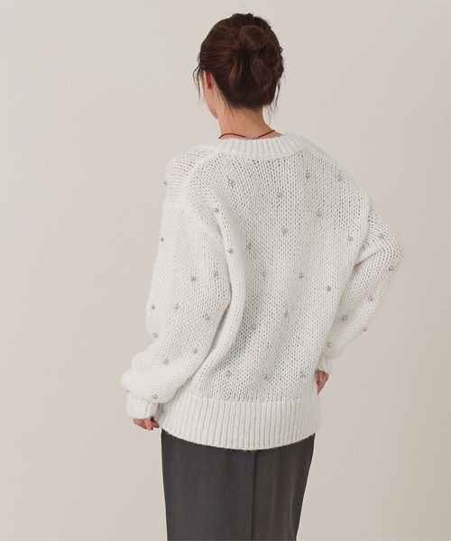 miette（ミエット） ニット セーター シルバービーズVネックニット