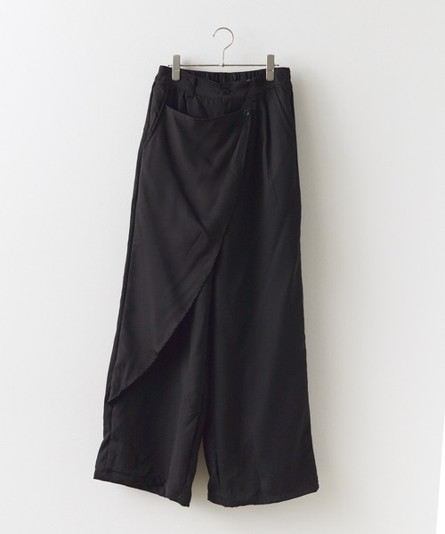 パンツ メンズ ルーズ 巻きスカート風 ワイドレッグ パンツ ROOP TOKYO スラックス 巻きスカート付き スラックスパンツ