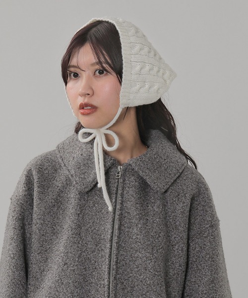 ニット帽 ニットキャップ ケーブル編み バブーシュカ レディース