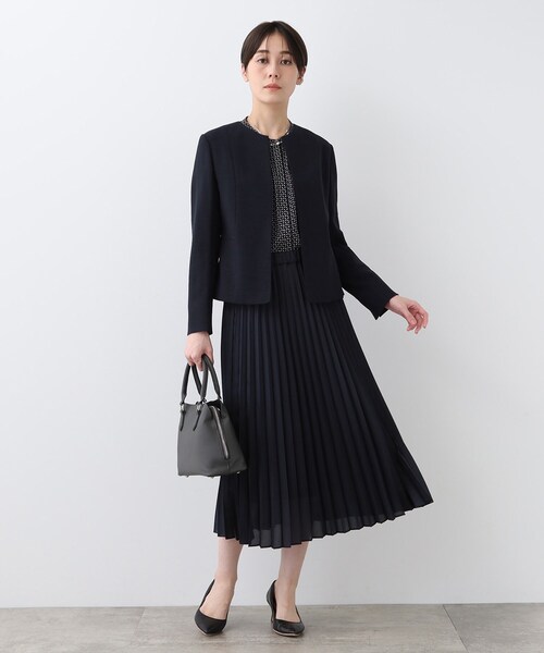 INDIVI (インディヴィ) ストレッチツィード ジャケット INDIVI ジャケット ノーカラージャケット 春SALE！「洗える