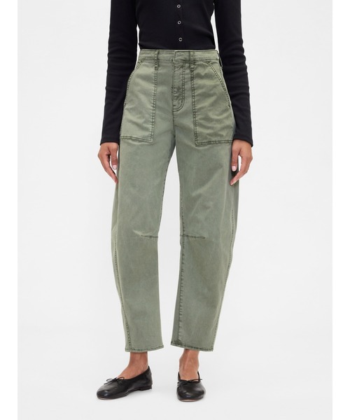GAP パンツ ハイライズ バレルカーキパンツ レディース