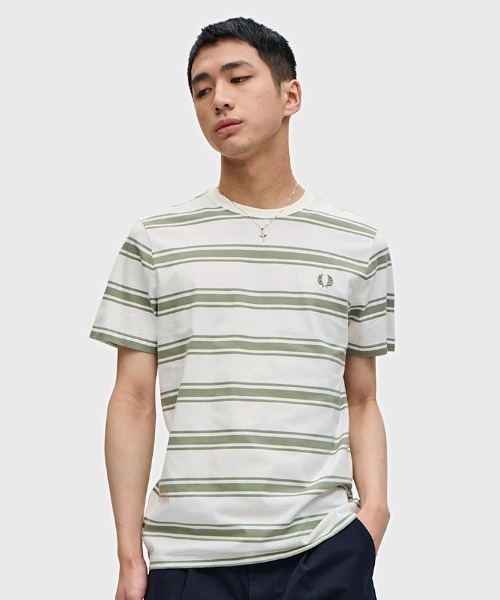 関税送料込！【FRED PERRY】ファインストライプ Tシャツ FRED PERRY (フレッドペリー) ファイン ストライプ Tシャツ