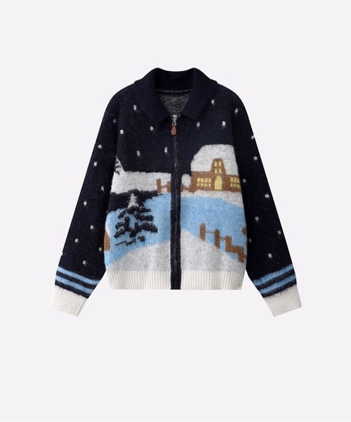 カーディガン  Motif Zip Cardigan レディース