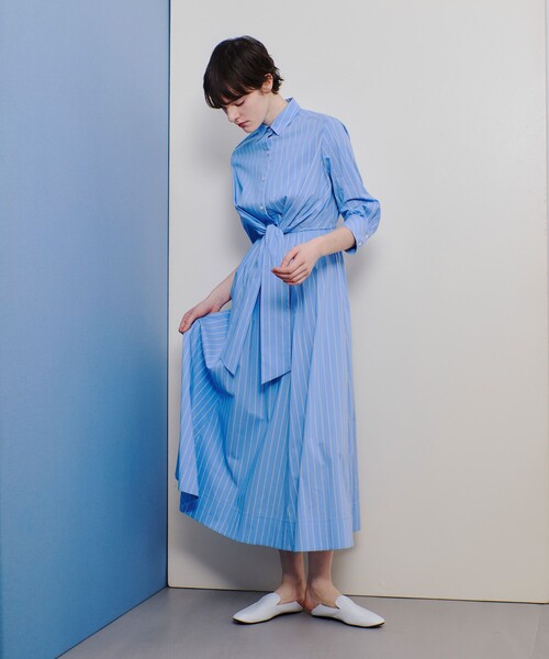 allureville（アルアバイル） シャツワンピース ピンストライプノット