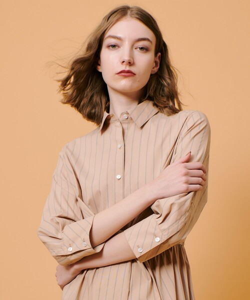 allureville シャツワンピース ピンストライプノットシャツワンピース