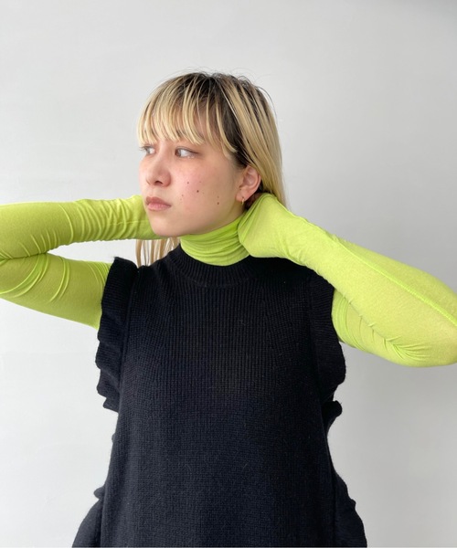 「SANSeLF」 タートルネックニット FREE イエロー レディース_画像5