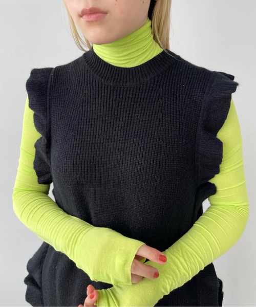 「SANSeLF」 タートルネックニット FREE イエロー レディース_画像6