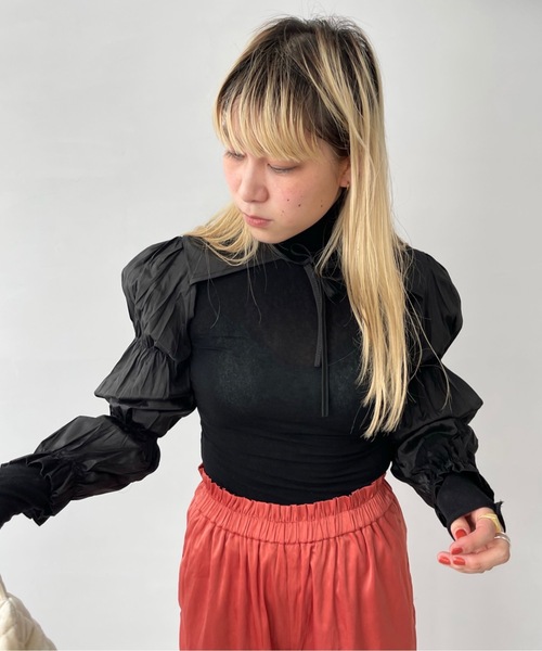 「SANSeLF」 タートルネックニット FREE イエロー レディース_画像9