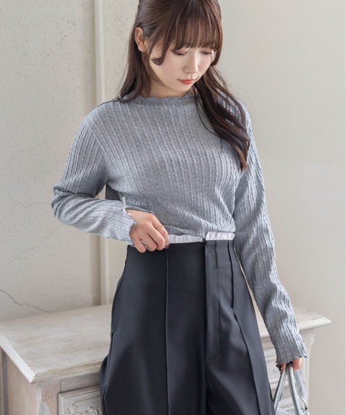 clear tシャツ 「レイヤード/重ね着」袖口リボンメロウプチハイ長袖