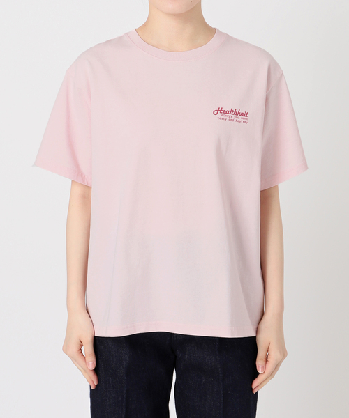 Healthknit（ヘルスニット） tシャツ 別注 プリントロゴTEE レディース
