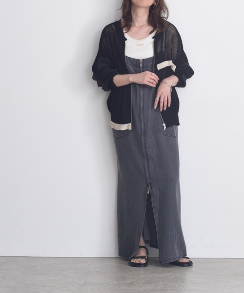Eimee Law フロントジップ テンセルデニムジャンスカ フロントジップ テンセルデニムジャンスカ（ジャンパースカート