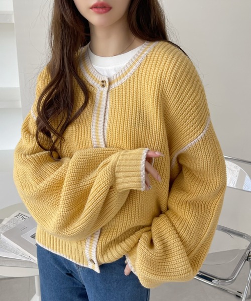 「Eclat one」 「Ada.」ニットカーディガン FREE イエロー レディース_画像3