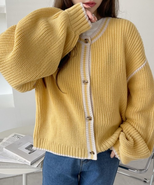 「Eclat one」 「Ada.」ニットカーディガン FREE イエロー レディース_画像4