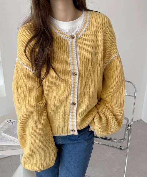 「Eclat one」 「Ada.」ニットカーディガン FREE イエロー レディース_画像5