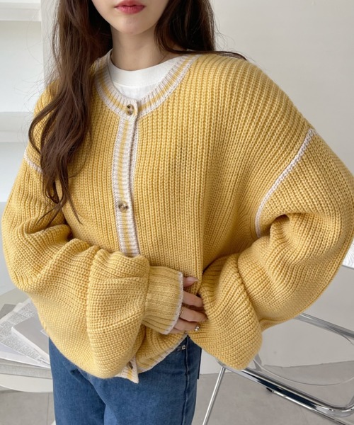 「Eclat one」 「Ada.」ニットカーディガン FREE イエロー レディース_画像7