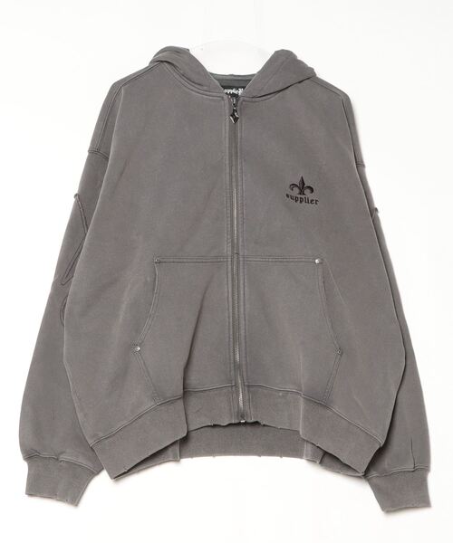 SupplieR グレー フルジップパーカー SUPPLIER パーカー SUPPLIER/サプライヤー Fleur Switching ZIp