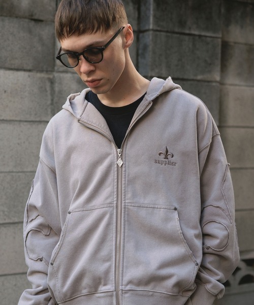 SupplieR グレー フルジップパーカー SUPPLIER パーカー SUPPLIER/サプライヤー Fleur Switching ZIp
