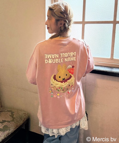 tシャツ 「miffy 70th」DOUBLE NAME ショート丈ポケットTEE/ミッフィー/ミッフィー生誕70周年 レディース DOUBLE NAME tシャツ 「miffy 70th」DOUBLE ショート丈ポケット