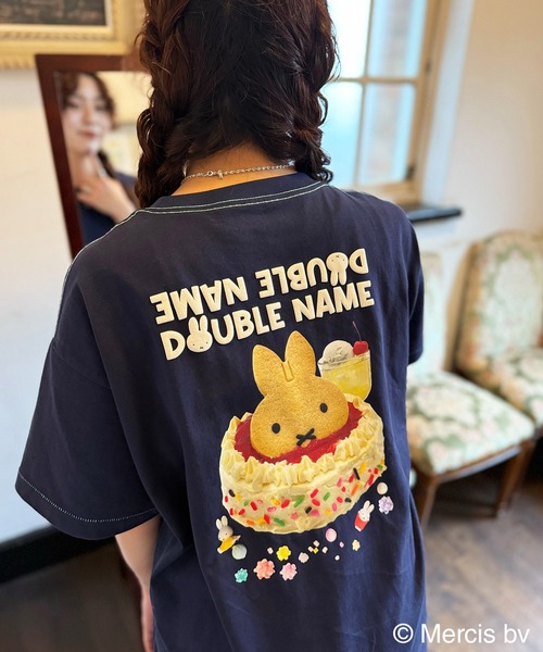 tシャツ 「miffy 70th」DOUBLE NAME birthday cake BIG TEE/ミッフィー/ミッフィー生誕70周年 レディース miffy 70th】DOUBLE NAME birthday cake BIG TEE/ミッフィー