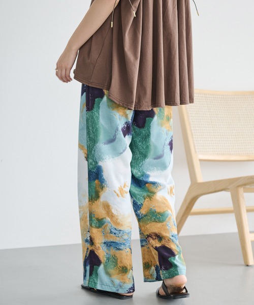 LAVEANGE パンツ アート柄イージーパンツ レディース : ZOZOTOWN Yahoo