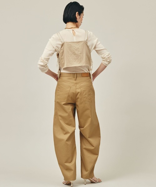 新品 Curensology ベージュ チノパン　コットンリネンドロストパンツ Curensology(カレンソロジー)/コットンリネンドロストパンツ