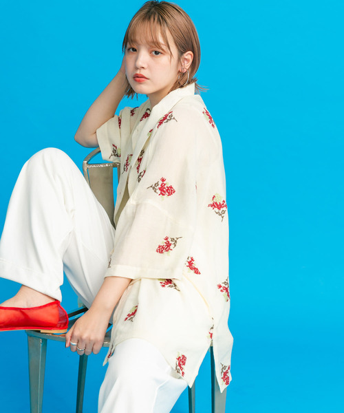 「KBF」 半袖シャツ ONE アイボリー レディース