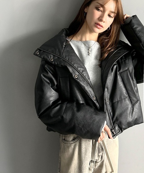 クラシカルエルフ冬新作 mily bilet アウター レディース コート  ショート丈 ブルゾン レディース ヴィンテージライク レザー  中綿 主役級 フェイクレザー スタイルアップ効果 カジュアル フォーマル ユニセックス メンズ 大きいサイズ 2025aw  mi1269013 mily bilet ブルゾン アウター 「mily bilet」ショート丈でスタイル