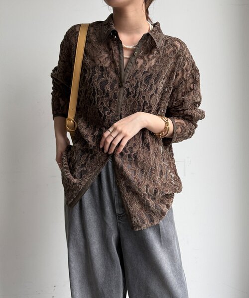 DouDou（ドゥドゥ） ブラウス シャツ フロッキーレースシャツ