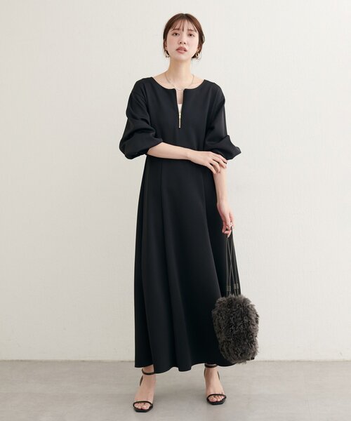 natural couture ワンピース 「WEB限定」フロントZIPダンボール