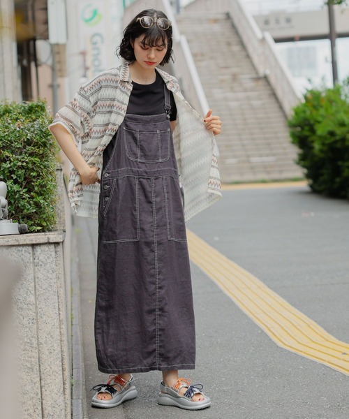 niko and…（ニコアンド） サロペットスカート LARGE グレー レディース